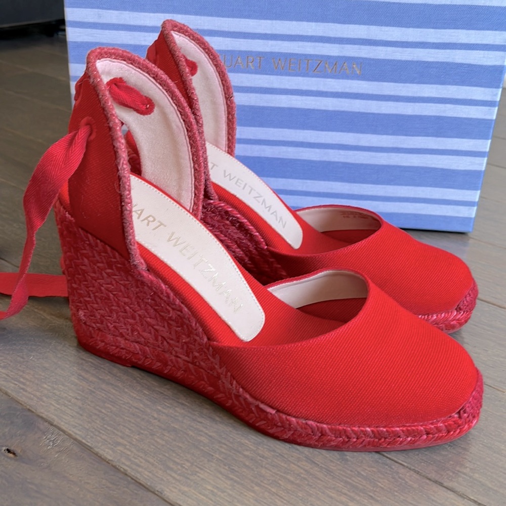 Red Stuart Weiztman Marguerita Espadrilles Size 6.5C WIDE SIZE